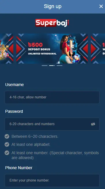 SuperBaji Casino sign up